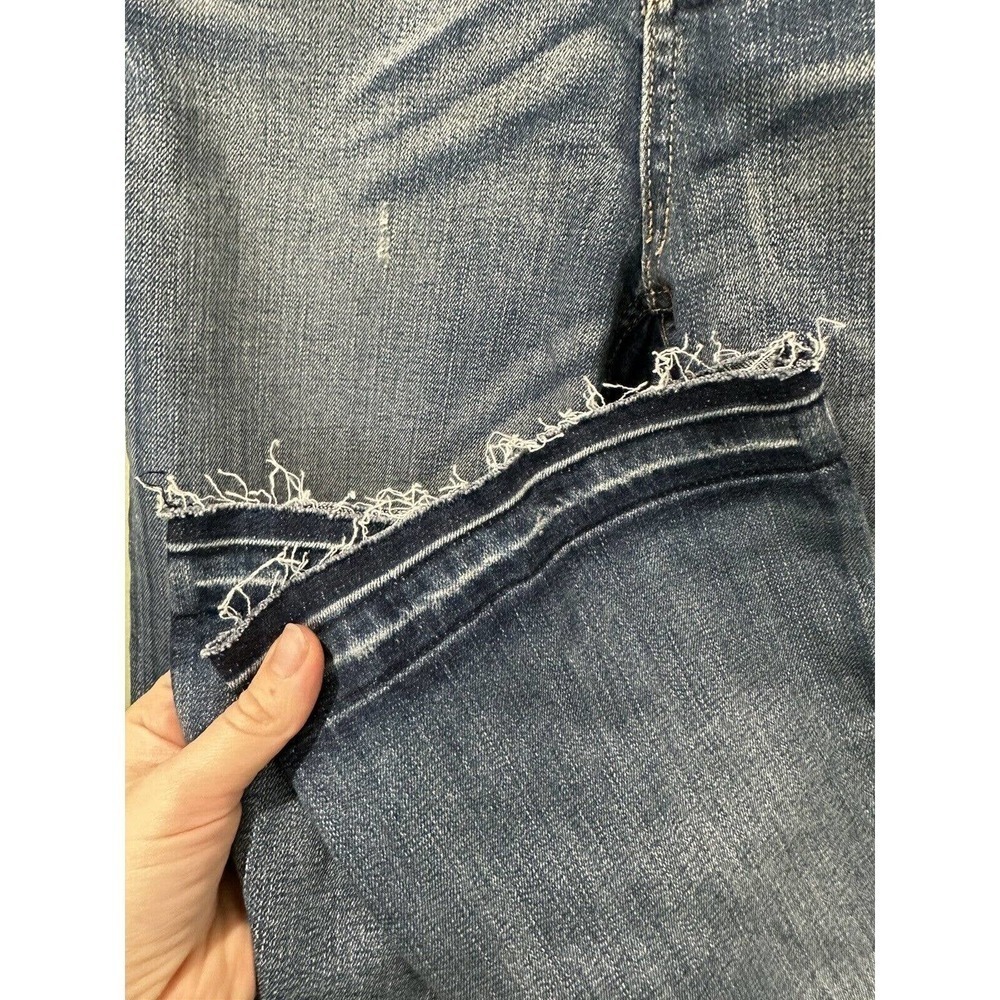 Rag & Bone Jeans Sz 27x 25” Inseam Frayed Hem Cropped High Rise Distressed Dark  - Picture 6 of 12